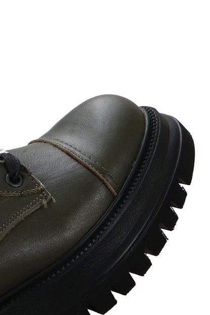 Cate Genuine Leather Khaki Antic Outdoor Female Boots