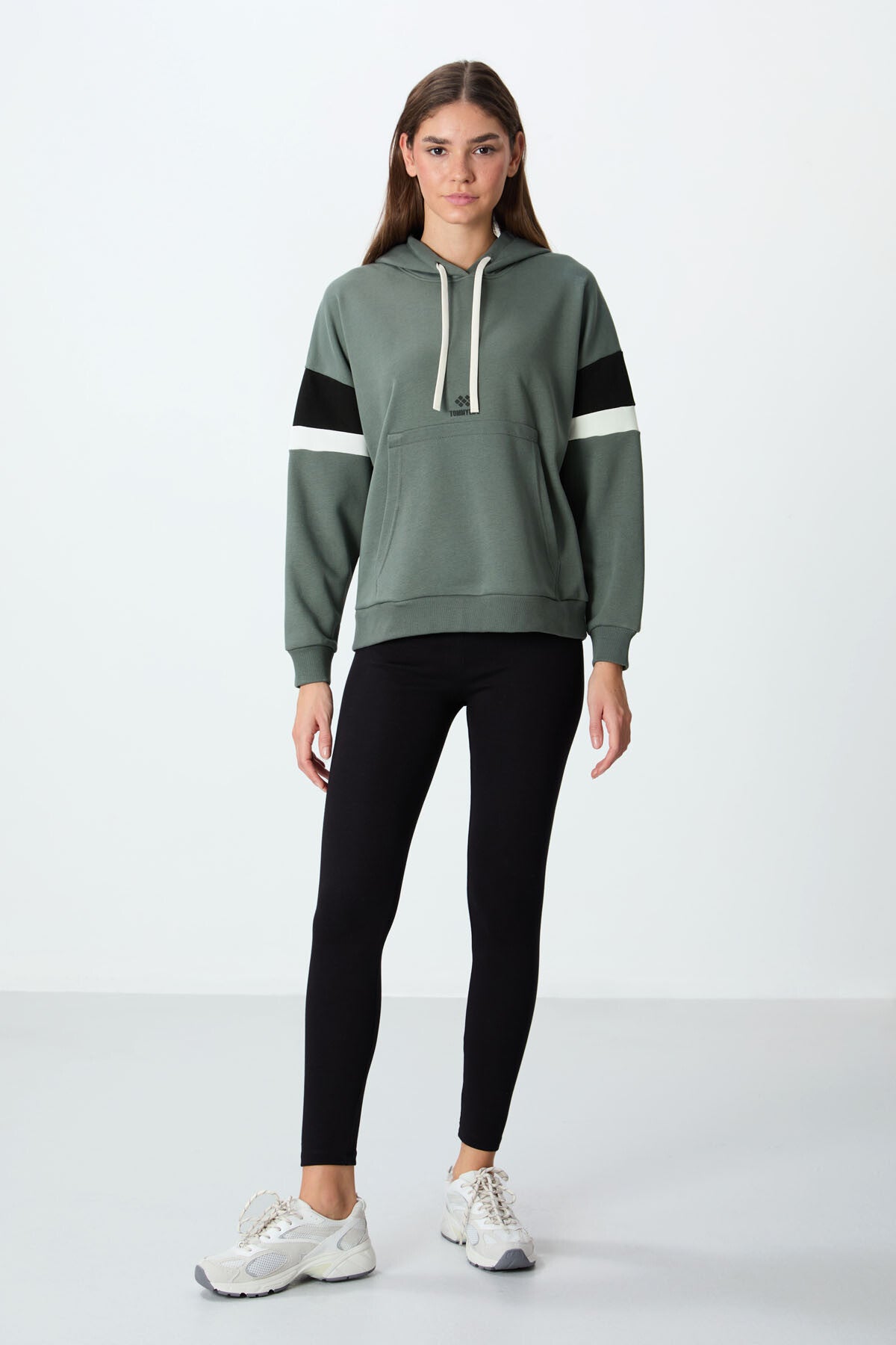 Rights Compact Cotton Thick Smooth Textured Hooded Oversize Fit Women's Sweatshirt - 97290