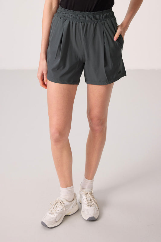 Polyester Hidden Pocket Zipper Comfort Fit Women's Shorts - 91014