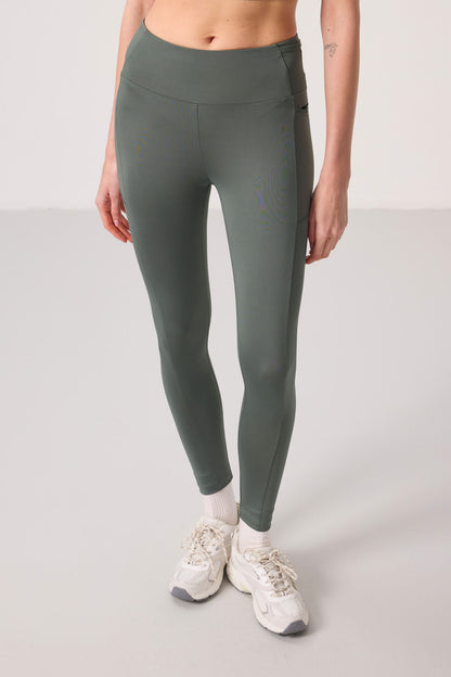 Haki Polyester Esnek Standart Fit Performans Kadın Tights - 94667