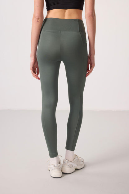 Haki Polyester Esnek Standart Fit Performans Kadın Tights - 94667