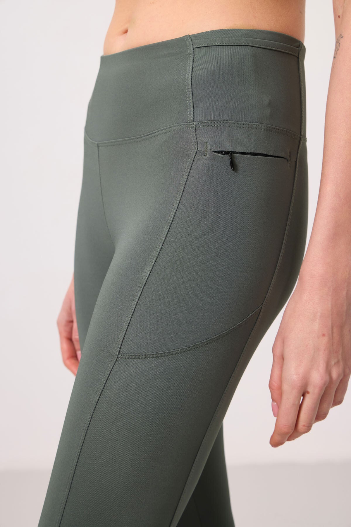 Haki Polyester Esnek Standart Fit Performans Kadın Tights - 94667