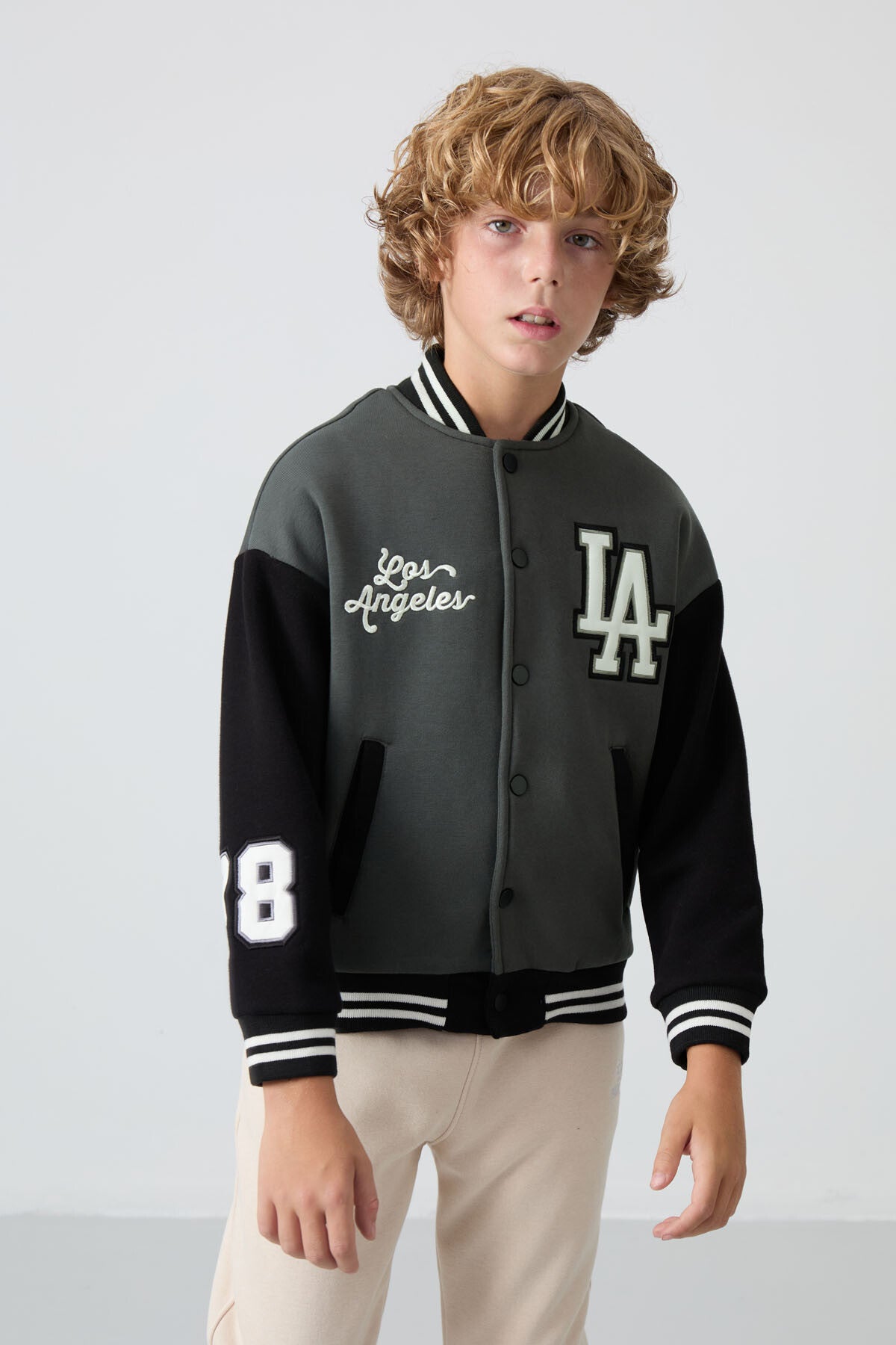 Cotton Thick Fleece-Lined Soft Textured Standard Fit Embroidered Boys' College Jacket - 11258