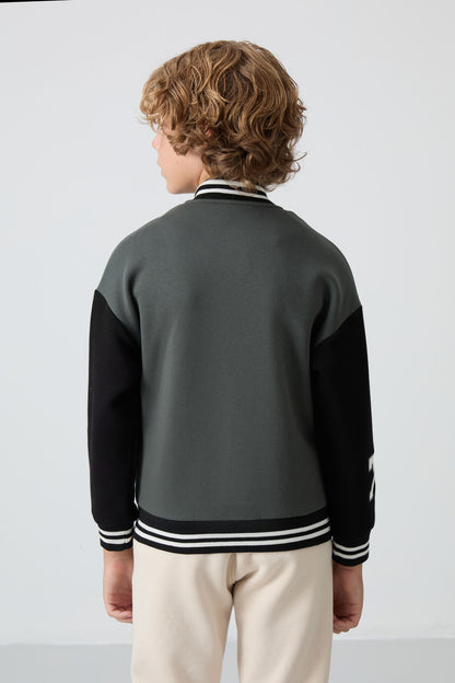 Cotton Thick Fleece-Lined Soft Textured Standard Fit Embroidered Boys' College Jacket - 11258