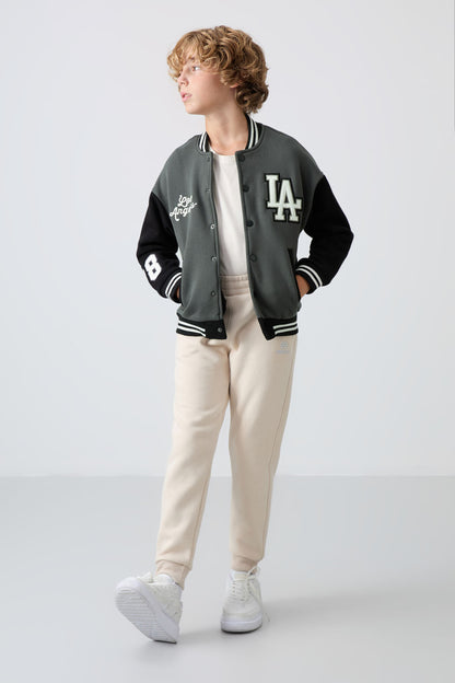 Cotton Thick Fleece-Lined Soft Textured Standard Fit Embroidered Boys' College Jacket - 11258