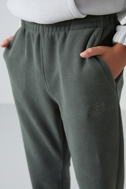 Rightful Thick Soft Textured Standard Fit Embroidered Fleece Boys' Tracksuit Bottom - 11219