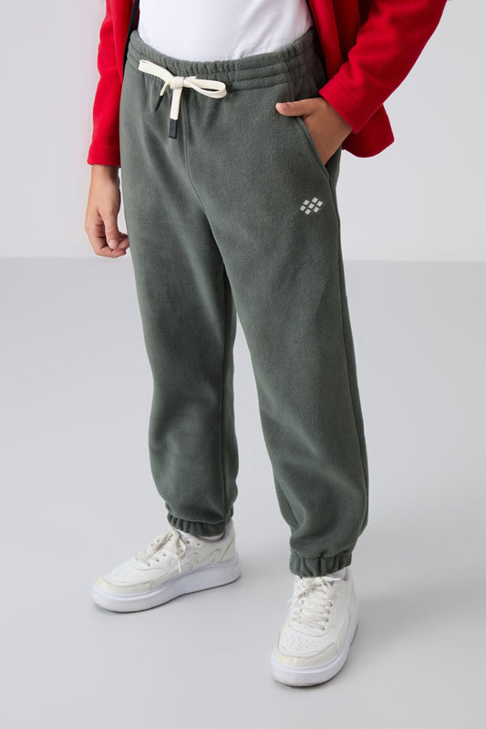 Thick Right Soft Textured Standard Fit Embroidered Fleece Boys' Tracksuit Bottom - 11220