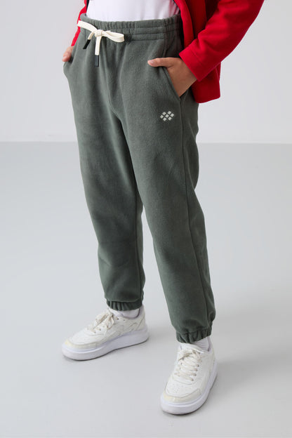 Thick Right Soft Textured Standard Fit Embroidered Fleece Boys' Tracksuit Bottom - 11220