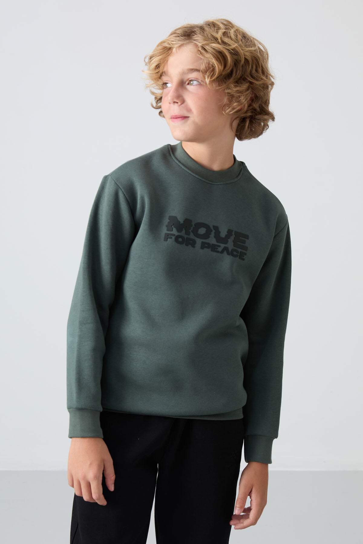 Cotton Right Thick Fleece-Lined Soft Textured Standard Fit Printed Boys' Sweatshirt - 11216