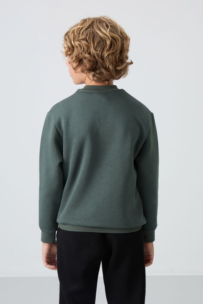 Cotton Right Thick Fleece-Lined Soft Textured Standard Fit Printed Boys' Sweatshirt - 11216