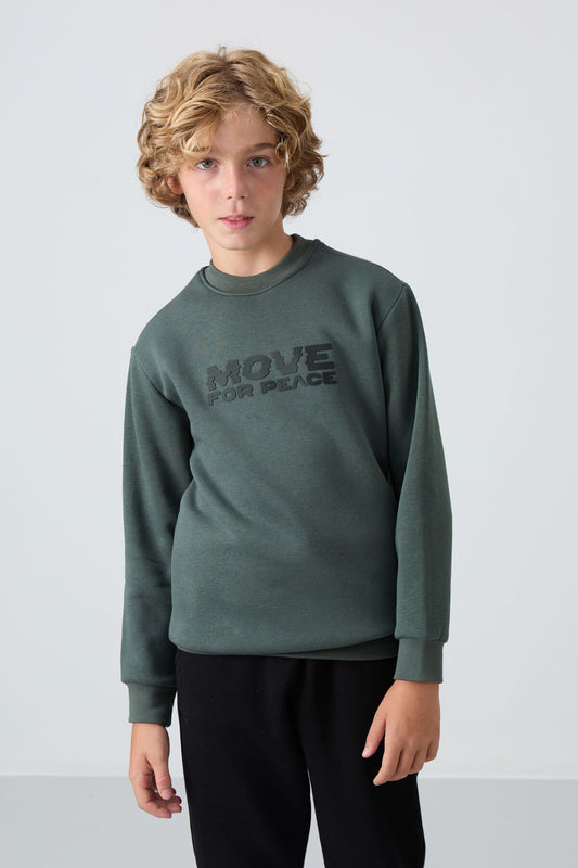 Cotton Right Thick Fleece-Lined Soft Textured Standard Fit Printed Boys' Sweatshirt - 11216