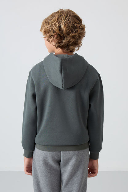 Cotton Thick Fleece-Lined Soft Textured Standard Fit Printed Boys' Sweatshirt - 11215