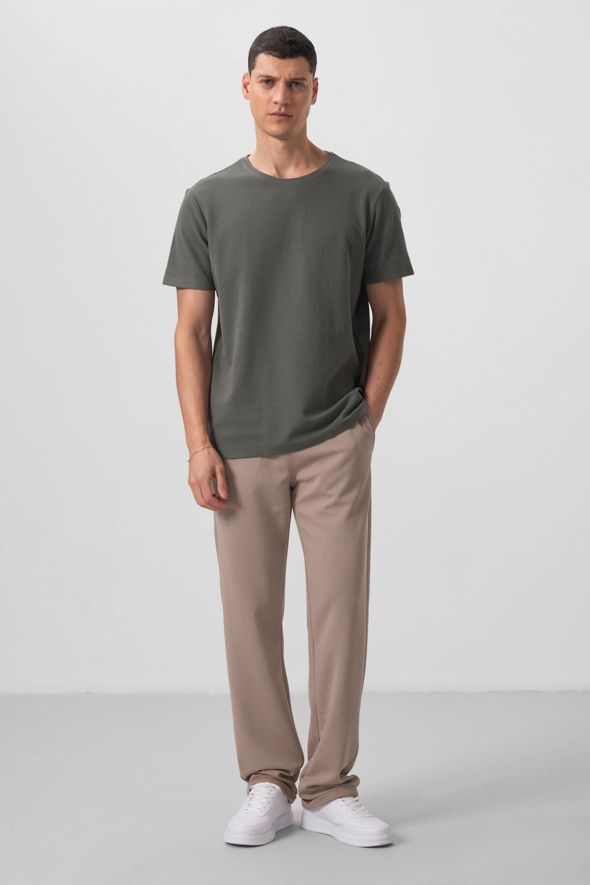 Textured Surface Comfort Fit Basic Men's T-Shirt - 88436