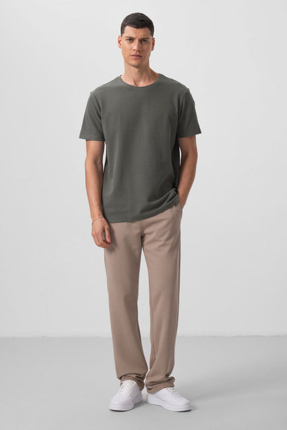 Textured Surface Comfort Fit Basic Men's T-Shirt - 88436