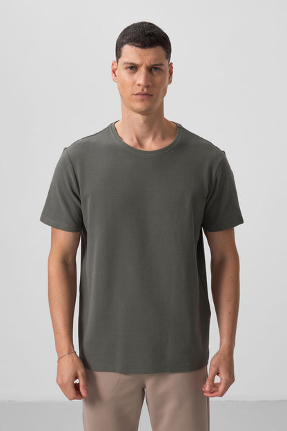 Textured Surface Comfort Fit Basic Men's T-Shirt - 88436