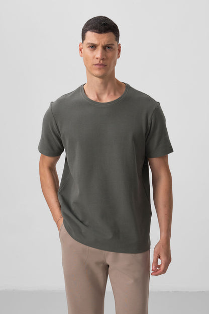 Textured Surface Comfort Fit Basic Men's T-Shirt - 88436