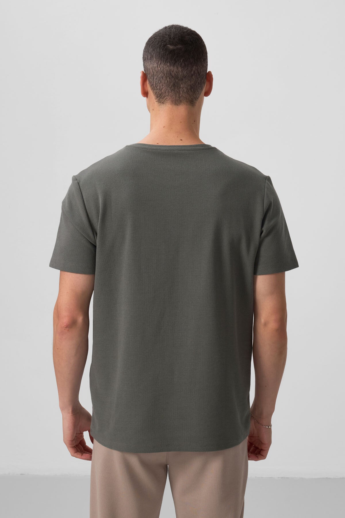Textured Surface Comfort Fit Basic Men's T-Shirt - 88436