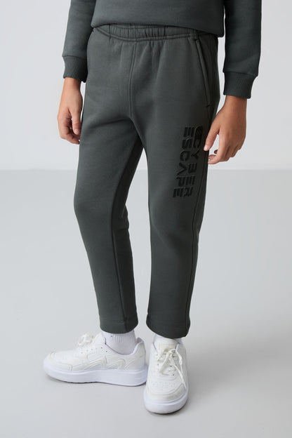 Cotton Right Thick Inner Fleece Soft Textured Standard Fit Printed Boys' Tracksuit Set - 11233