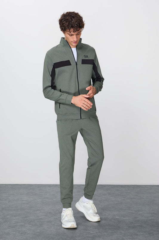 Textured Surface Standard Fit Embroidered Men's Tracksuit Set - 85248