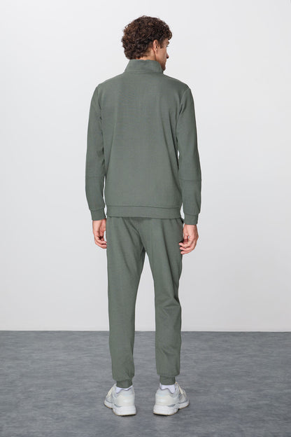 Textured Surface Standard Fit Embroidered Men's Tracksuit Set - 85248