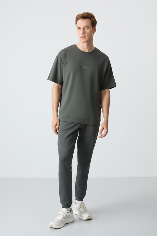 Cotton Right Thick Soft Textured Oversize Fit Basic Men's Tracksuit Set - 85261