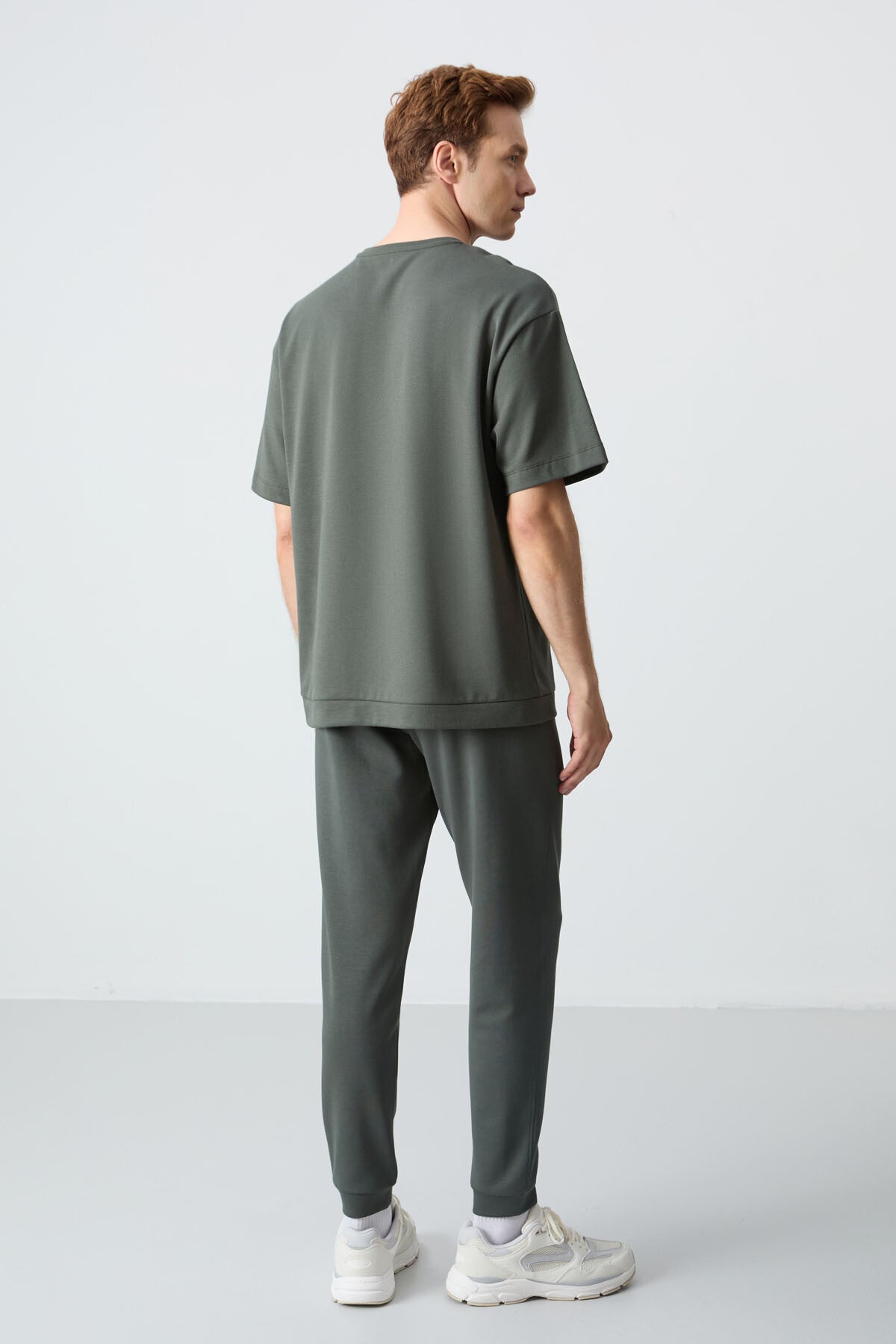 Cotton Right Thick Soft Textured Oversize Fit Basic Men's Tracksuit Set - 85261