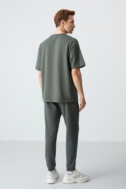 Cotton Right Thick Soft Textured Oversize Fit Basic Men's Tracksuit Set - 85261
