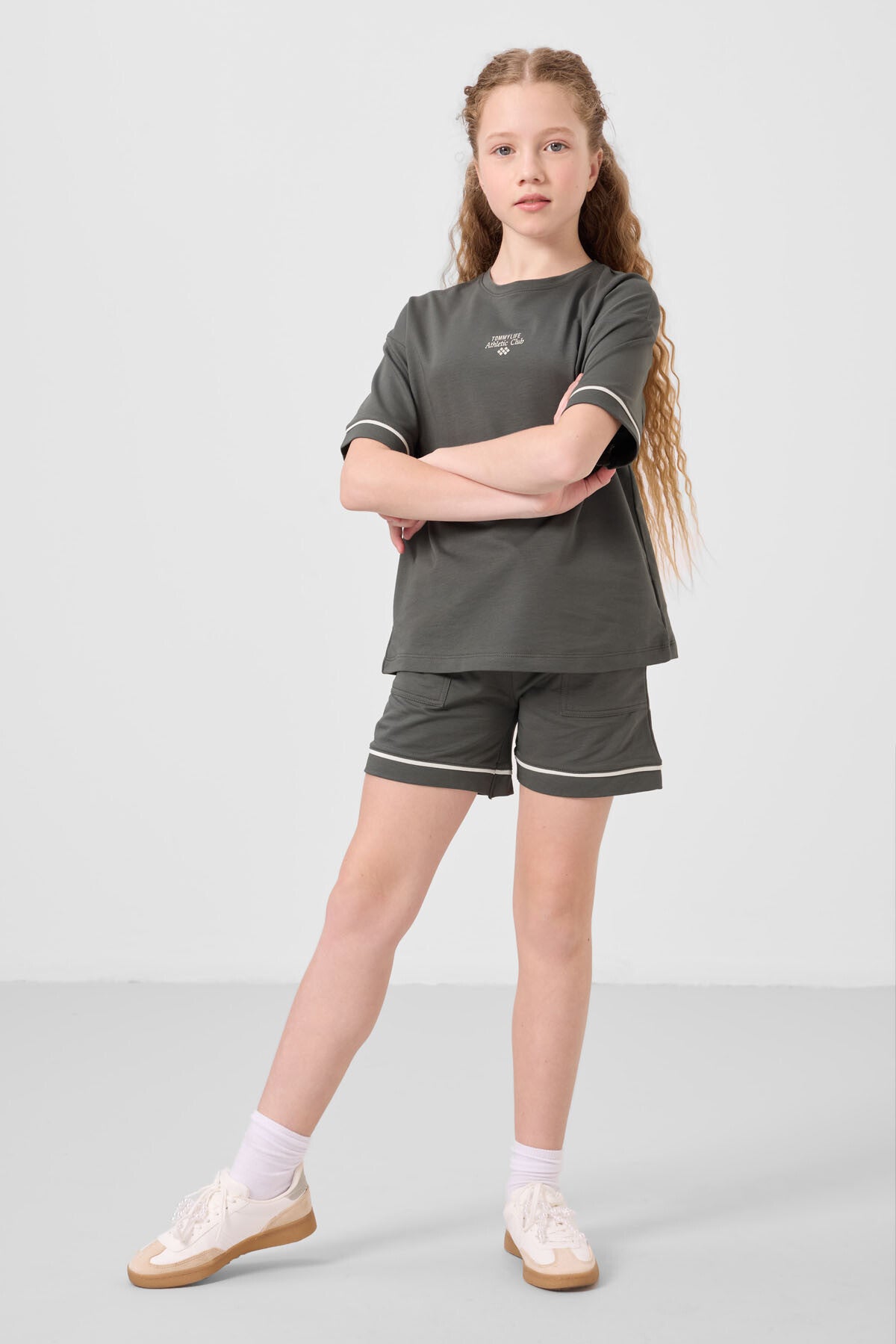 Cotton Khaki Soft Woven Standard Fit Basic Girls Shorts Set - 75183