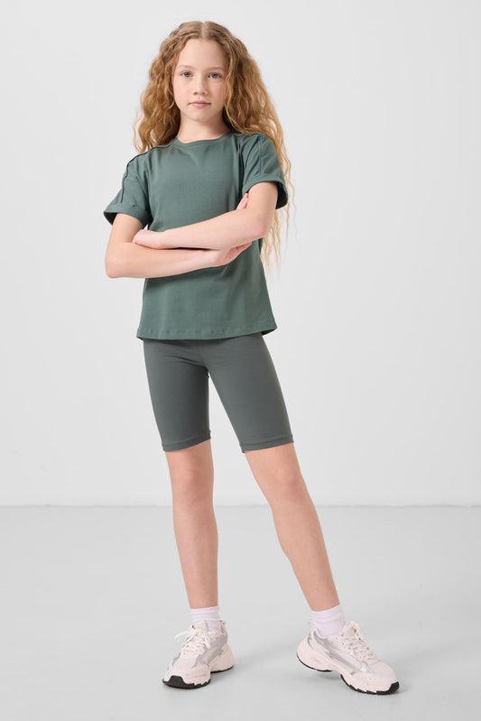 Cotton short skirt with Haki Standard Fit Basic Tights - 75188