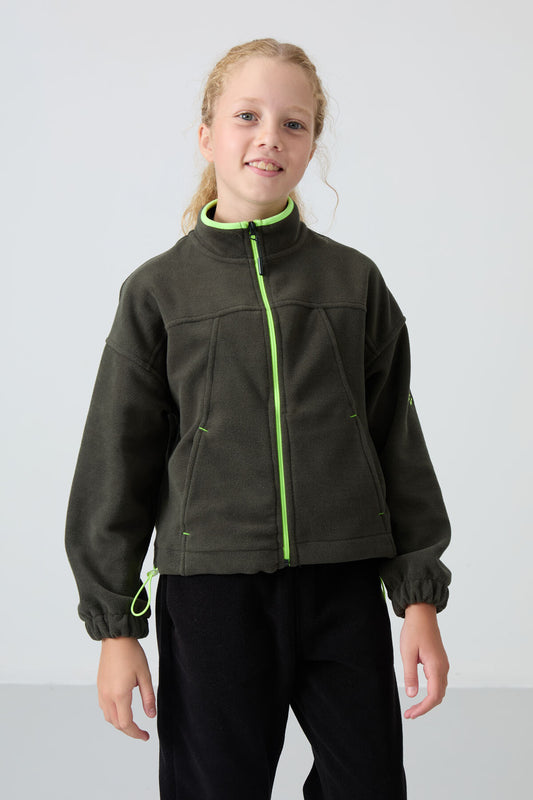 Thick Right Soft Textured Standard Fit Embroidered Fleece Girls' Sweatshirt - 75157