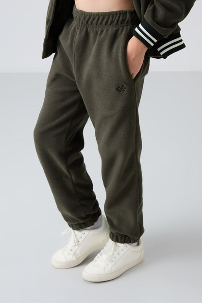 Thick Right Soft Textured Standard Fit Embroidered Fleece Girls' Tracksuit Bottom - 75155
