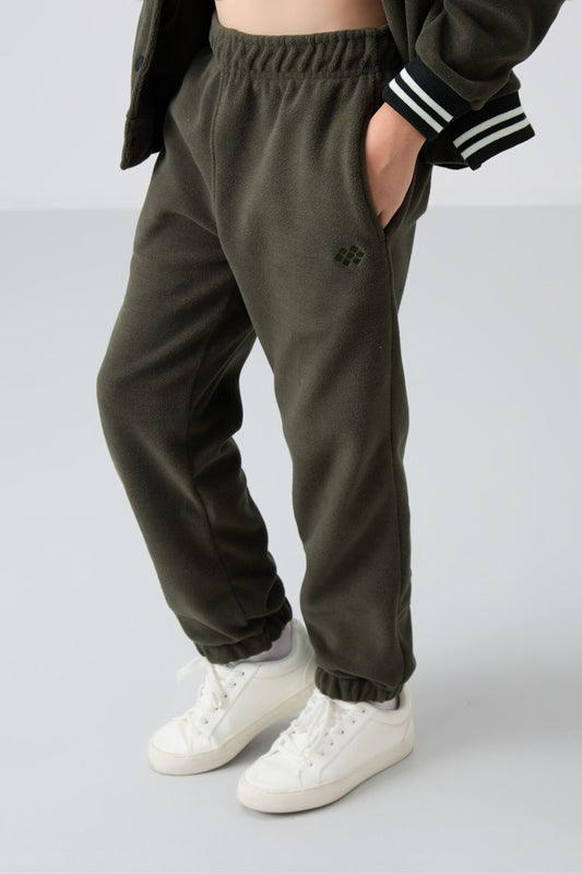 Thick Right Soft Textured Standard Fit Embroidered Fleece Girls' Tracksuit Bottom - 75155