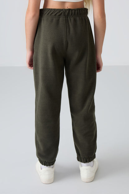 Thick Right Soft Textured Standard Fit Embroidered Fleece Girls' Tracksuit Bottom - 75155