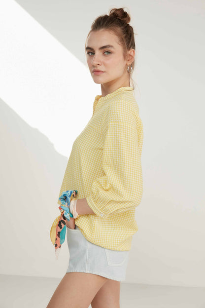 JUDGE COLLAR WITH TROJAN SLEEVE BLOUSE
