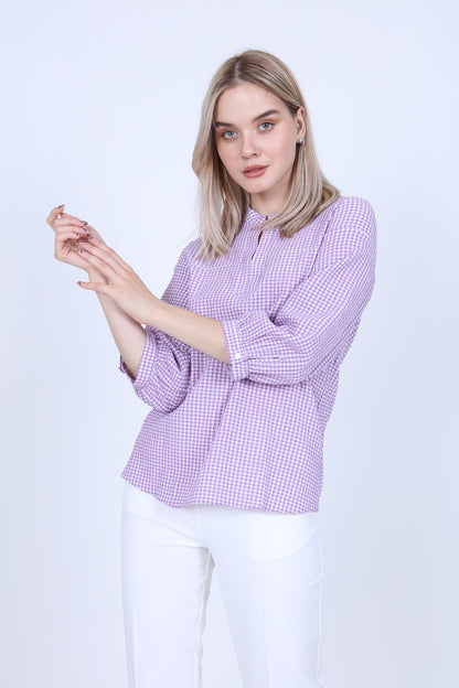 JUDGE COLLAR WITH TROJAN SLEEVE BLOUSE
