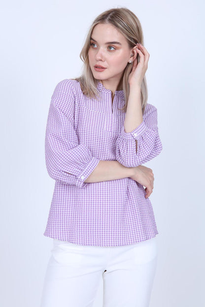 JUDGE COLLAR WITH TROJAN SLEEVE BLOUSE