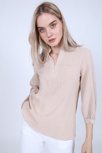 JUDGE COLLAR WITH TROJAN SLEEVE BLOUSE