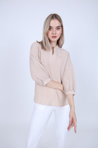 JUDGE COLLAR WITH TROJAN SLEEVE BLOUSE