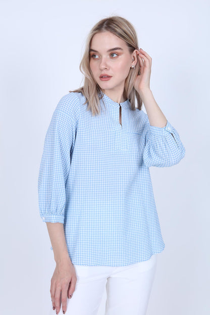 JUDGE COLLAR WITH TROJAN SLEEVE BLOUSE