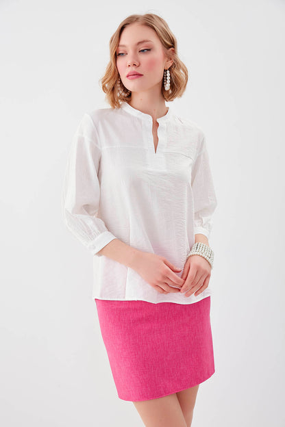 JUDGE COLLAR LONG SLEEVE BLOUSE