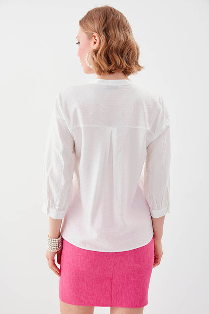 JUDGE COLLAR LONG SLEEVE BLOUSE