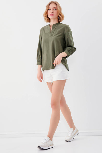 JUDGE COLLAR LONG SLEEVE BLOUSE