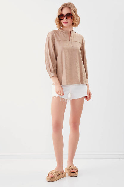 JUDGE COLLAR LONG SLEEVE BLOUSE