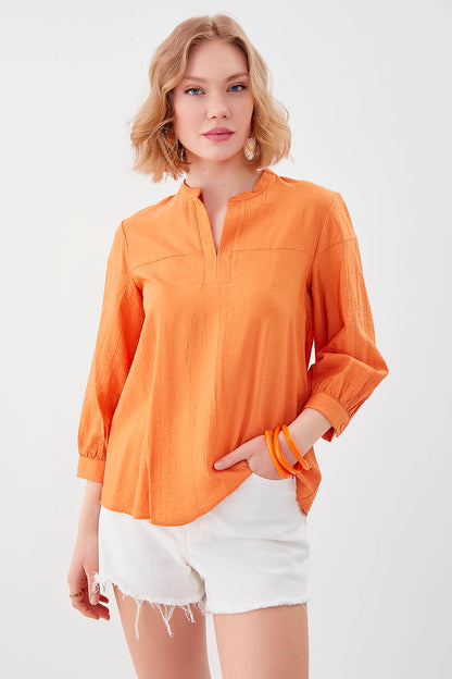 JUDGE COLLAR LONG SLEEVE BLOUSE