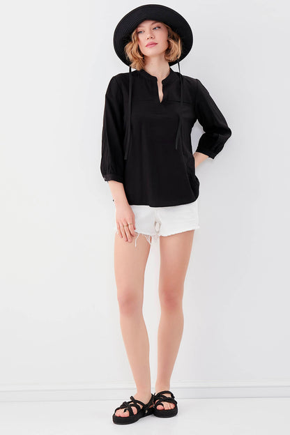JUDGE COLLAR LONG SLEEVE BLOUSE