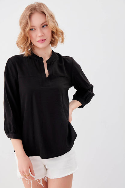 JUDGE COLLAR LONG SLEEVE BLOUSE