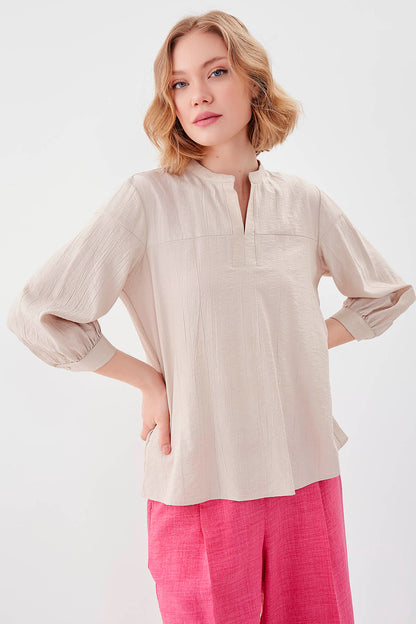 JUDGE COLLAR LONG SLEEVE BLOUSE