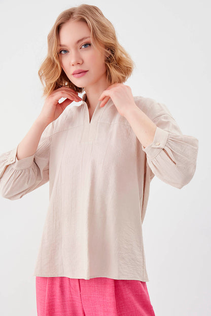 JUDGE COLLAR LONG SLEEVE BLOUSE