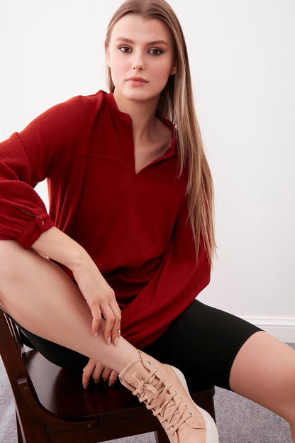 JUDGE COLLAR LONG SLEEVE BLOUSE