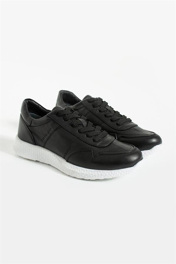 Baley Genuine Leather Black and White Bosphorus Men's Sports Shoes